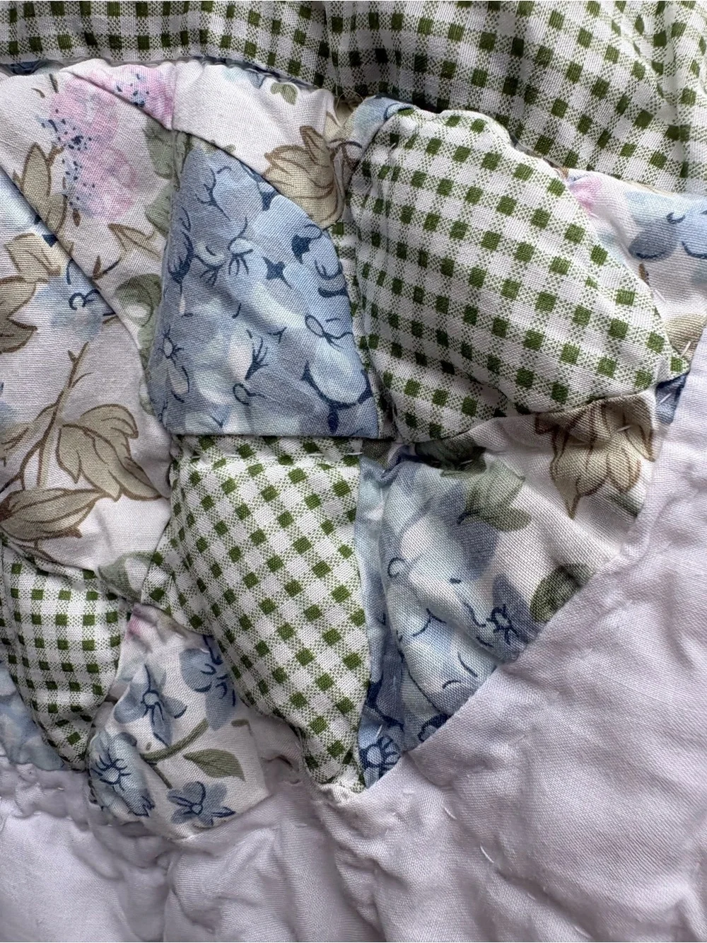 Cottage Floral Patchwork Standard Shams-Set of 2 White & Green Accents